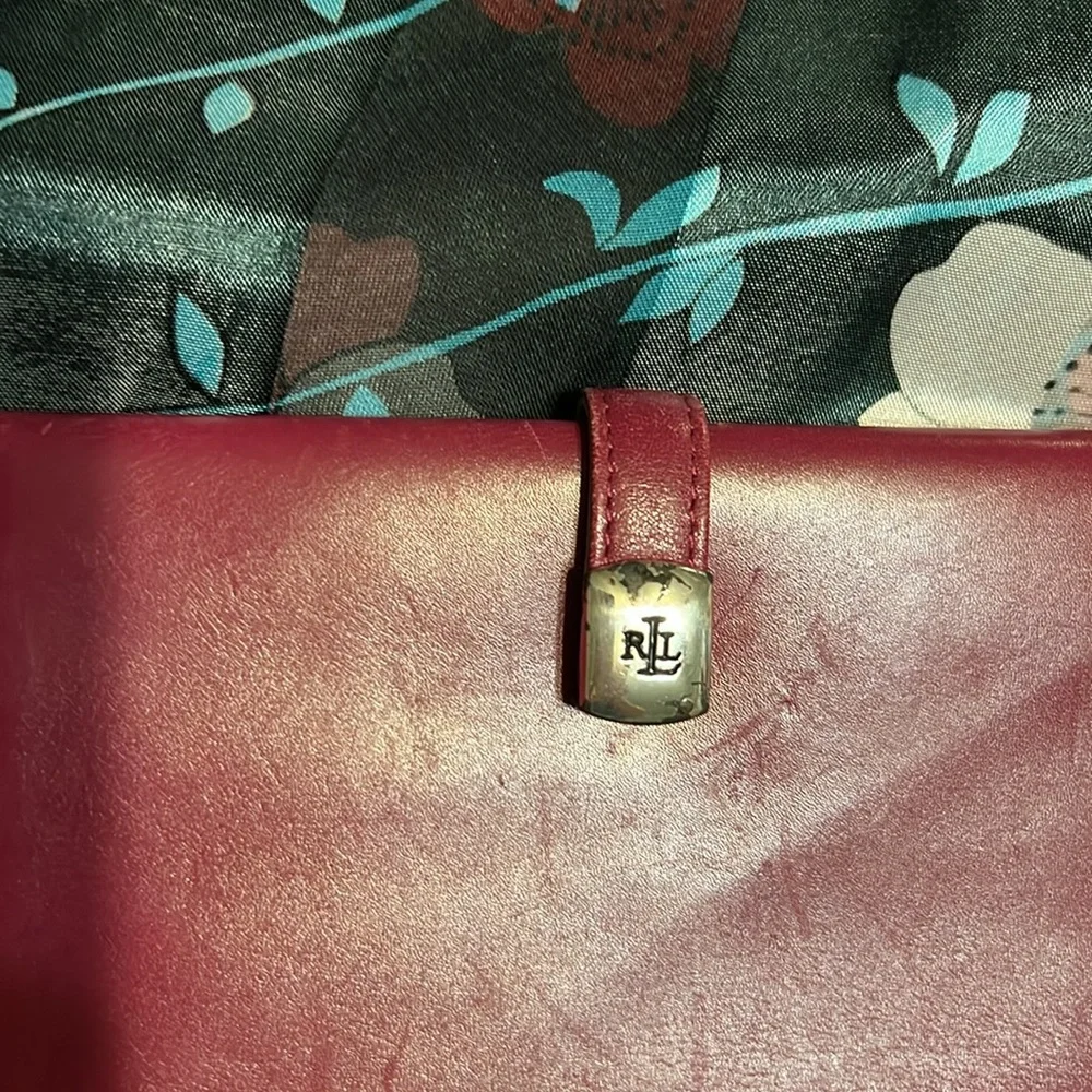 Ralph Lauren Burgundy Claret Wine Leather Card Holder Wallet Billfold - Picture 2 of 11